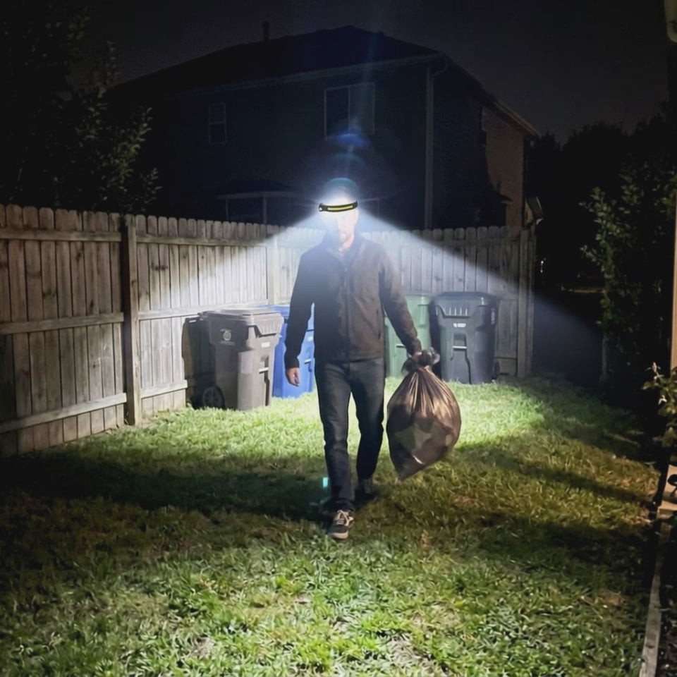 HaloBeam lighting a whole backyard at night